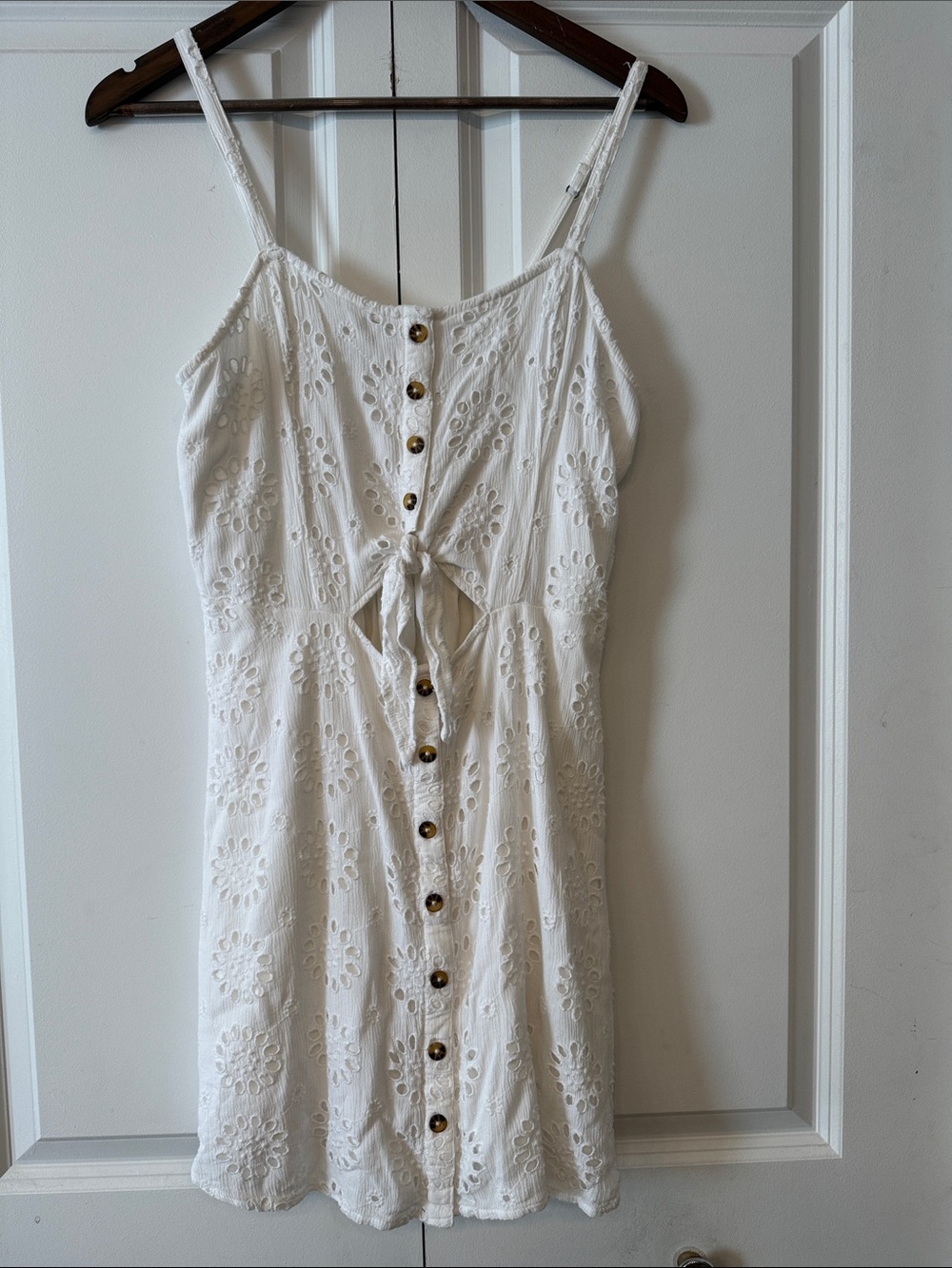 Hollister White Eyelet Tie-Front Mini Dress